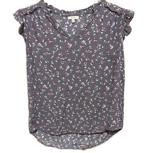 Women’s Small Kori Lavender Purple Floral Ruffle Sleeve Blouse
